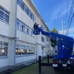 奈良市の中学校で雨樋（戸樋）修理