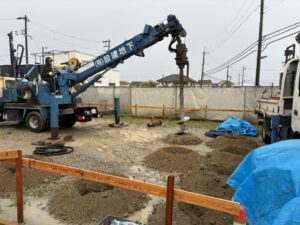 奈良市｜新築現場で地盤改良工事がスタートしました